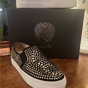 Vince Camuto Black and Gold Slip-On KINDRA Sneakers